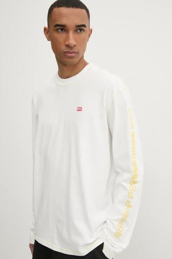 Tričko s dlhým rukávom Diesel T-CRANE-LS-R1 T-SHIRT pánske, béžová farba, vzorované, A16627.0AKAK