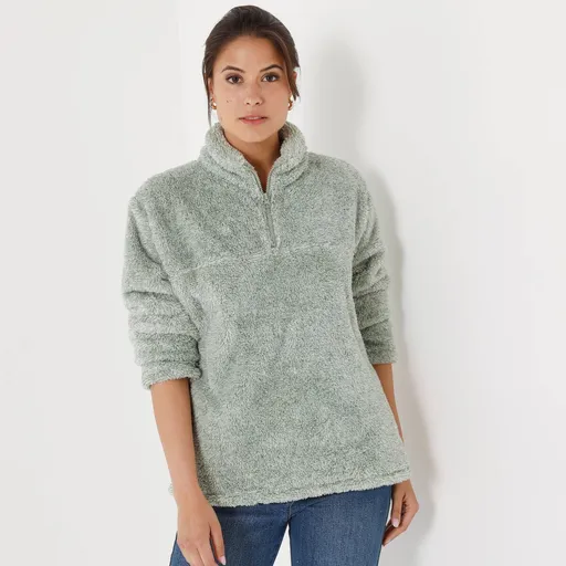 Mikina na zips z úpletu s predĺženým vláknom