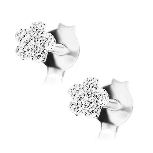 Ligotavé náušnice, striebro 925, plochý kvietok s gravírovaným povrchom