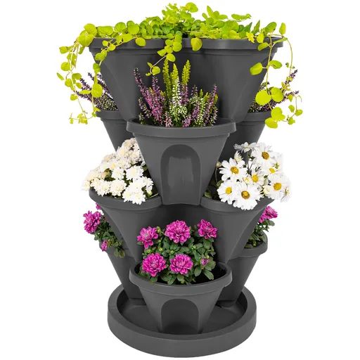 4Home Kvetinová kaskáda 4-dielna, antracit, 4 poschodia