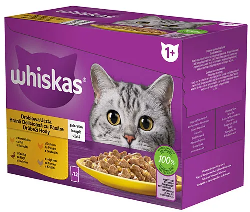 WHISKAS kapsičky pre mačky hydinový výber v želé (kura,kačka,hydina,morka) 12x85g