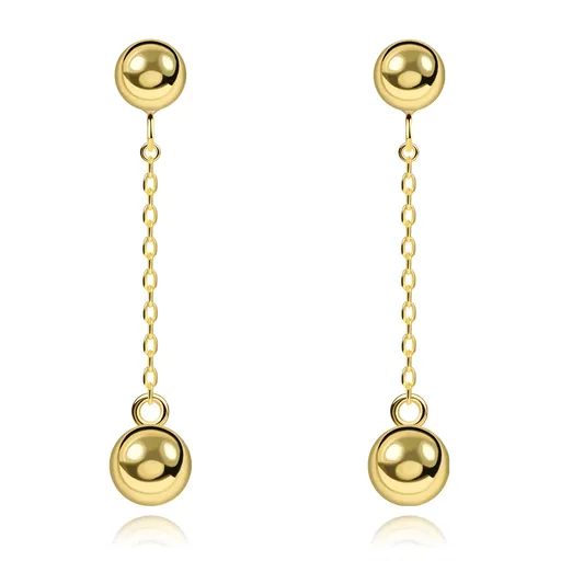 Zlaté náušnice zo 14K zlata s jemnou retiazkou a guľôčkou