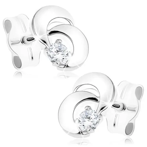 Zlaté náušnice 9K asymetricky umiestnené mesiace s čírym zirkónom