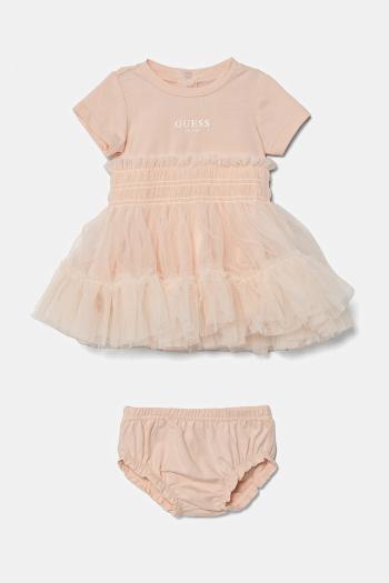 Šaty pre bábätká Guess ružová farba, mini, áčkový strih, A5RK19 K6YW0