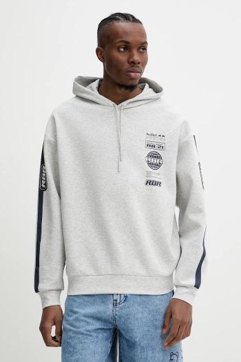 Mikina Red Bull Racing x Pepe Jeans LOGO STACK HOODY pánska, šedá farba, s kapucňou, s potlačou, RM580013