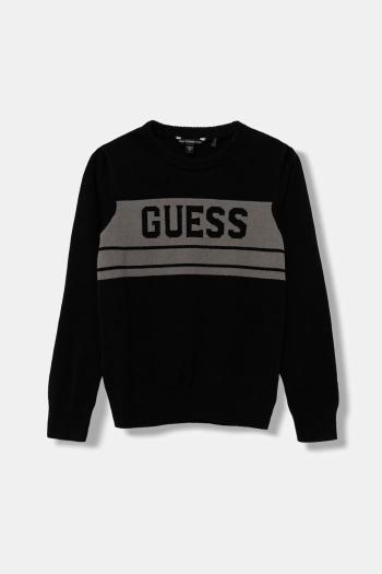 Detský bavlnený sveter Guess čierna farba, ľahké, L5YR01 Z0140