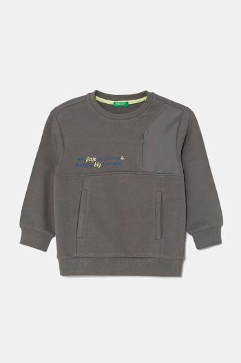 Detská mikina United Colors of Benetton šedá farba, jednofarebná, 3WNCG200T