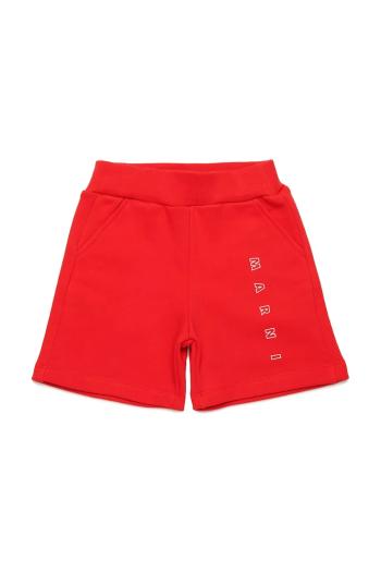 Detské bavlnené šortky Marni MP193B SHORTS červená farba, s potlačou, M01403