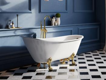 BESCO Volně stojící vana OLAYA bílá Nožičky k vaně Zlaté, Rozměr vany 160 × 68  VANOLA160Z