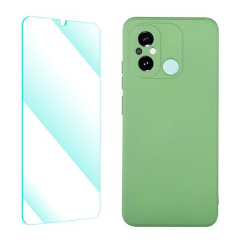 ENKAY SET Silikónový obal a 2D sklo Xiaomi Redmi 12C svetlozelený