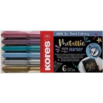 KORES Metalic Style, so štetcovým hrotom, 6 farieb (21461)