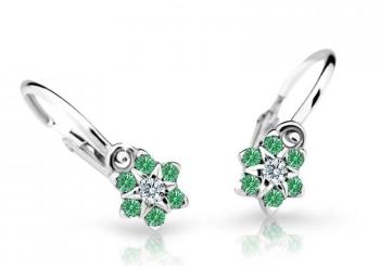 Cutie Jewellery Pôvabné detské náušnice z bieleho zlata C2152-10-X-2 zelená