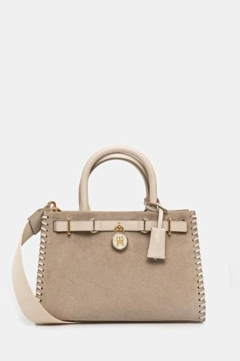 Semišová kabelka Tommy Hilfiger béžová farba, AW0AW17469