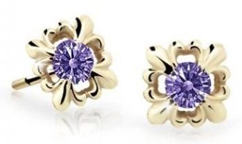 Cutie Jewellery Roztomilé detské náušnice zo žltého zlata C2212-30-X-1 fialová