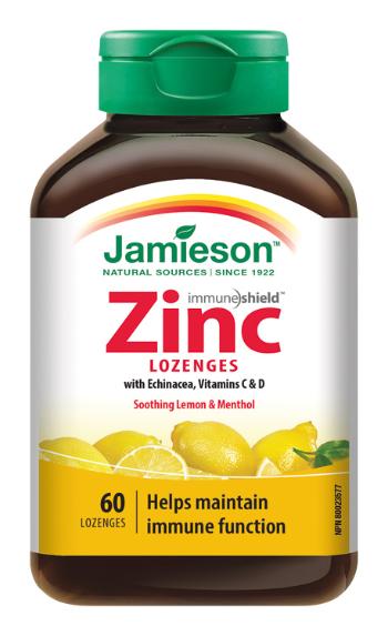 Jamieson Zinok s vitamínmi C a D3 s príchuťou citróna 60 pastiliek