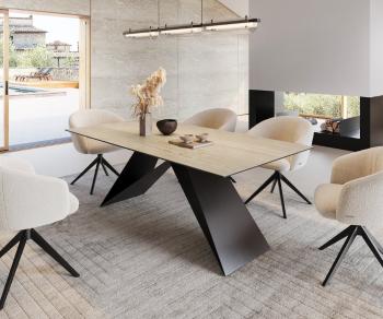 Jedálenský stôl Edge 200x100 keramický travertín prírodný podstavec