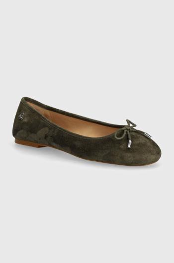 Semišové baleríny Lauren Ralph Lauren Jayna zelená farba, 802943066002