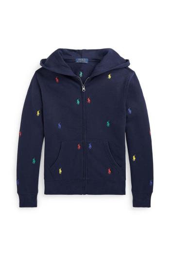 Detská mikina Polo Ralph Lauren tmavomodrá farba, s kapucňou, s nášivkou, 323846209007