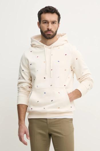 Bavlnená mikina Tommy Hilfiger pánska, béžová farba, s kapucňou, s nášivkou, MW0MW39310