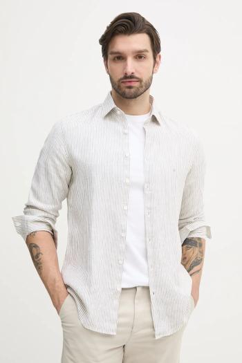 Ľanová košeľa Calvin Klein pánska, biela farba, regular, s klasickým golierom, K10K109332