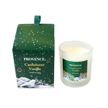 Provence VIANOČNÁ SVIEČKA V MATNOM BIELOM SKLE 7X8CM 135G ZELENÁ