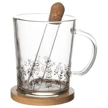ORION Hrnček sklo/bambus podšálka + infuzér LÚKA 0,42 l (128885)