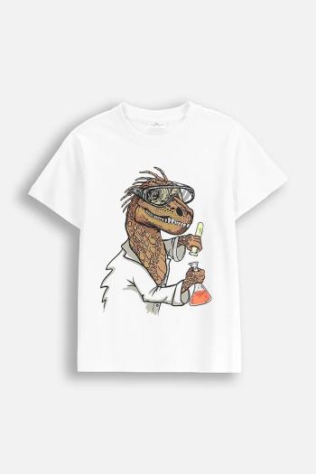 Detské bavlnené tričko Coccodrillo biela farba, s potlačou, EVERYDAY BOY