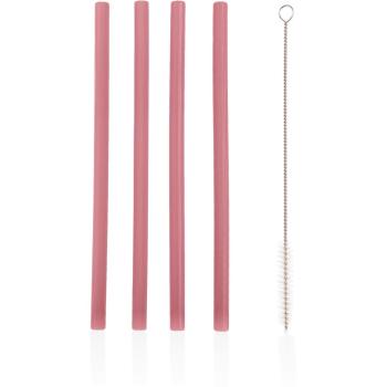 Zopa Silicone Straw silikónová rúrka + kefa 6 m+ Old Pink 4 ks