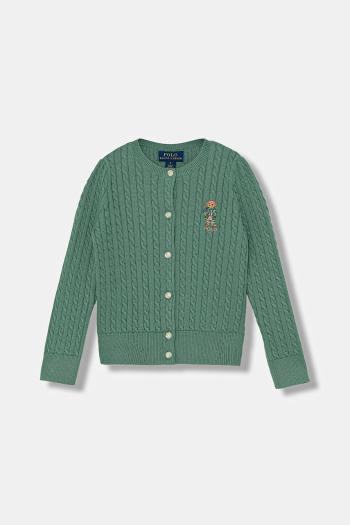 Detský bavlnený kardigan Polo Ralph Lauren zelená farba, 312919829006