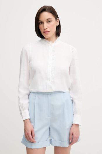 Ľanová košeľa Tommy Hilfiger béžová farba, voľný strih, WW0WW44708