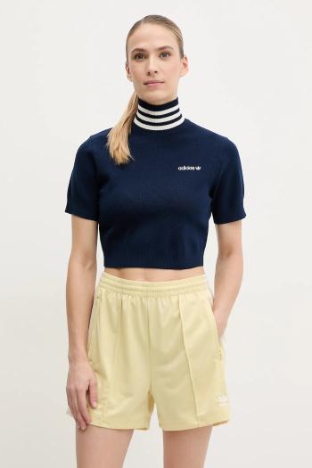 Tričko adidas Originals CROP TURTLENECK dámske, tmavomodrá farba, s rolákom, JC7680