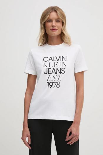 Bavlnené tričko Calvin Klein Jeans dámske, biela farba, J20J224910