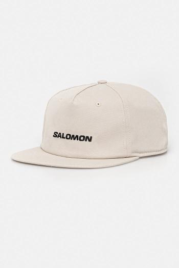 Šiltovka Salomon béžová farba, s nášivkou, LC2528200