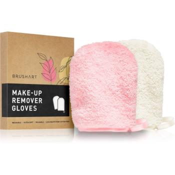 BrushArt Home Salon Make-up remover gloves odličovacia rukavica PINK, CREAM 2 ks