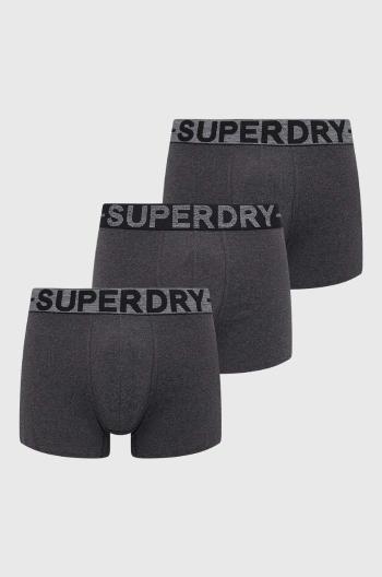 Boxerky Superdry 3-pak pánske, šedá farba