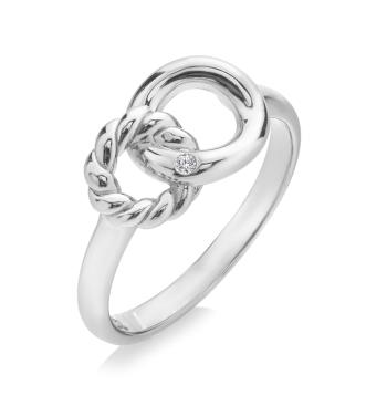 Hot Diamonds Strieborný prsteň s diamantom Prepojené kruhy Willow DR289 52 mm