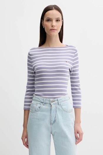 Bavlnené tričko s dlhým rukávom Tommy Hilfiger čierna farba, WW0WW40589
