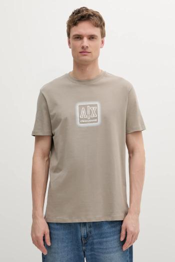 Bavlnené tričko Armani Exchange pánske, béžová farba, s potlačou, XM000545 AF10361