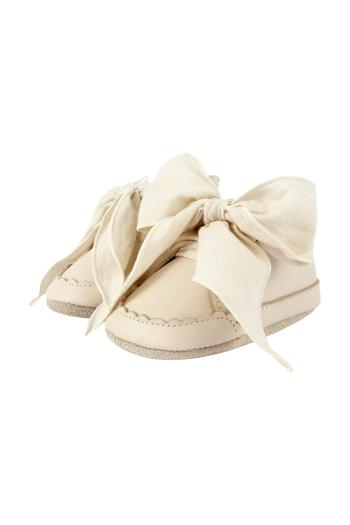 Kožené topánky pre bábätká Donsje Lonny Sneakers béžová farba, 1034700