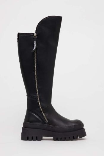Vysoké čižmy Steve Madden Chayenna dámske, čierna farba, na platforme, SM11002684