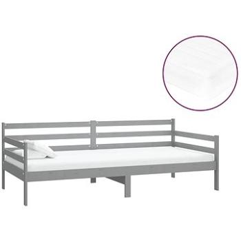 Shumee váľanda s matracom 90×200 cm sivá masívne borové drevo, 3083581