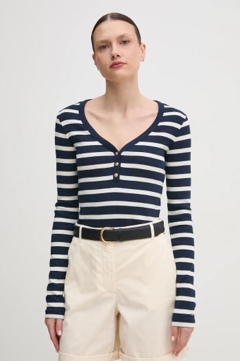 Tričko s dlhým rukávom Tommy Hilfiger tmavomodrá farba, WW0WW43905