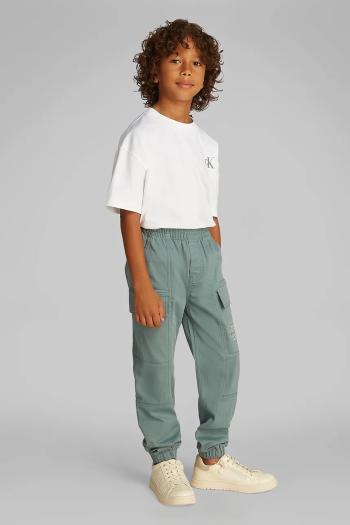 Detské nohavice Calvin Klein Jeans ESSENTIAL WOVEN CARGO tyrkysová farba, jednofarebné, IB0IB02270