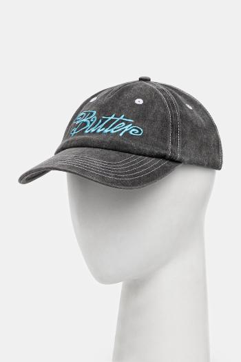 Bavlnená šiltovka Butter Goods Jive Pinch Front Cap čierna farba, s nášivkou, BG243803