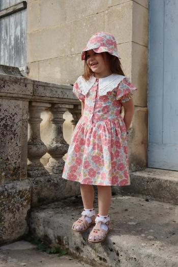 Dievčenské bavlnené šaty Konges Sløjd COEUR COLLAR DRESS GOTS ružová farba, mini, áčkový strih, KS102649