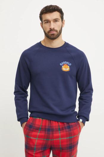 Mikina United Colors of Benetton x GARFIELD pánska, tmavomodrá farba, s nášivkou, 31NB4M01U