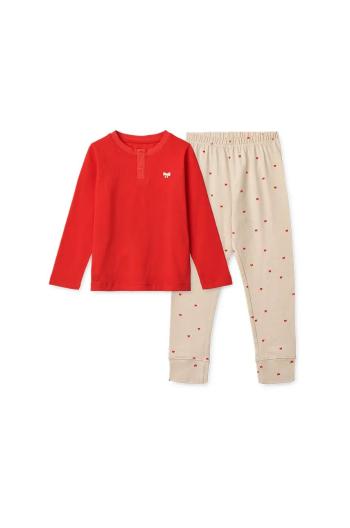 Detské bavlnené pyžamo Liewood Wilhelm Printed Pyjamas Set červená farba, vzorované, LW19854