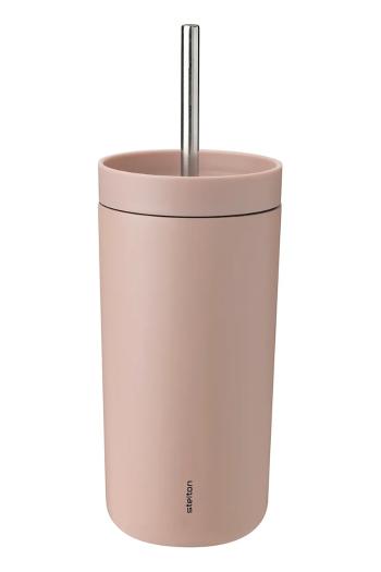 Termohrnček so slamkou Stelton To Go Sip 400 ml ružová farba