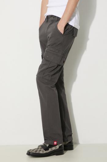 Bavlnené nohavice Alpha Industries Agent Pant šedá farba, strih cargo, 158205