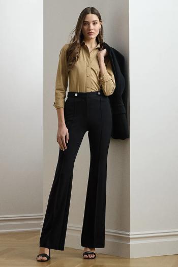 Nohavice Lauren Ralph Lauren čierna farba, priliehavé, vysoký pás, 200971132